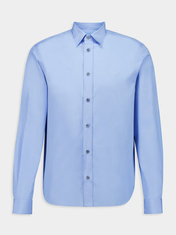 Celeste Blue Cotton Shirt with Pearl Buttons