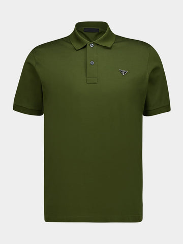 Military Green Cotton Piqué Polo Shirt