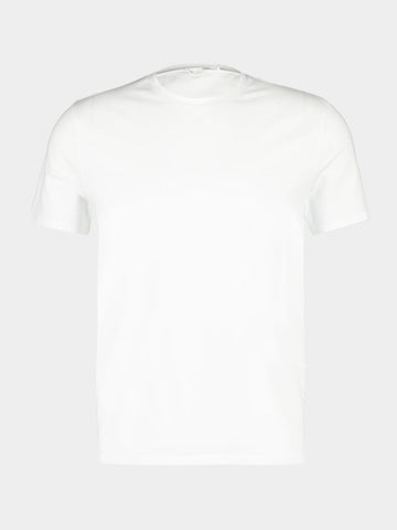 White Short-Sleeve Crew Neck Cotton Pullover