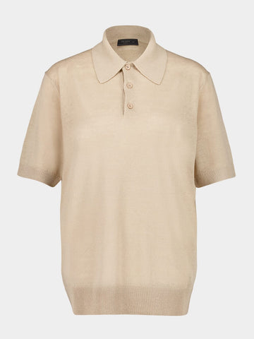 Beige Linen Cotton Polo Shirt