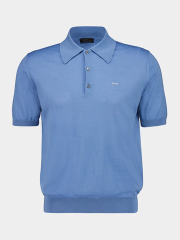 Superfine Wool Blue Polo Shirt