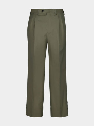 Forest Green Wide-Leg Wool Pants