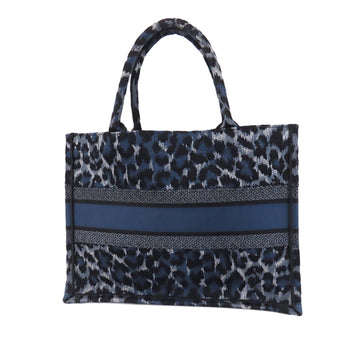 Dior Book Tote Medium Blue Leopard Leather/canvas