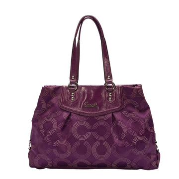 Coach Purple Fabric and  Leather Ashley Tote