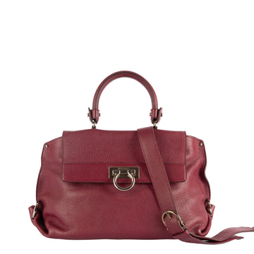 Salvatore Ferragamo Pebbled Calfskin Leather Sofia Satchel