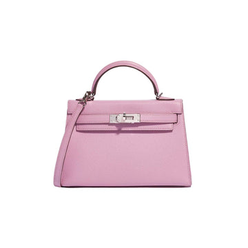 Hermes Kelly 20 Mini Leather Mauve Sylvestre Palladium Hardware