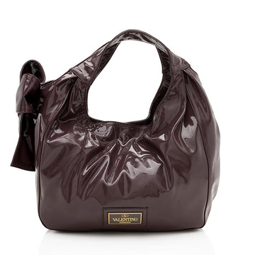 Valentino Patent Leather Nuage Bow Tote (SHF-11612)