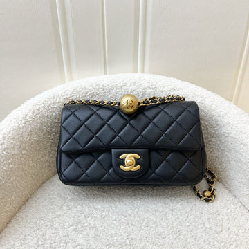 Chanel Pearl Crush Mini Rectangular Flap in Black Lambskin and AGHW (Model: AS1787)