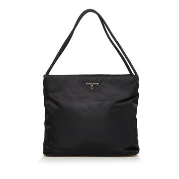 Prada Tessuto Shoulder Bag Black Nylon Leather/canvas