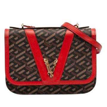 Virtus Chain Flap Shoulder Bag Printed Canvas and Leather Medium