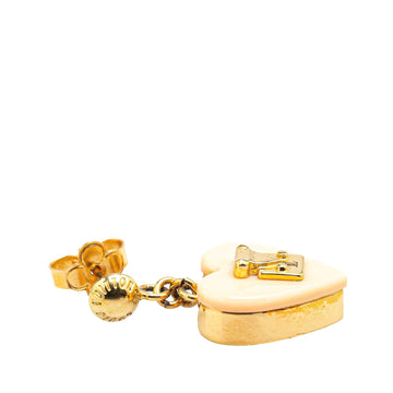 Gold Louis Vuitton Brass And Resin Pomme D'Amour Lock Me Heart Drop Push Back Earrings
