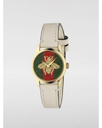 Gucci GTimeless Embroidered Bee Watch Men White Wrist Watches