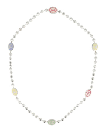 Gucci Womens Sterling Silver Interlocking G Boule Necklace