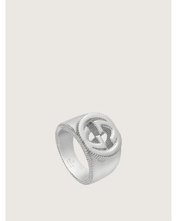 Gucci Horsebit Ring Silver GG Logo Women Jewelry