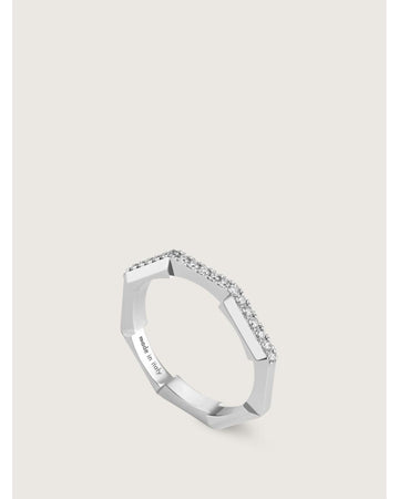 Gucci Hexagon Diamond Band Ring Women Gold Jewelry