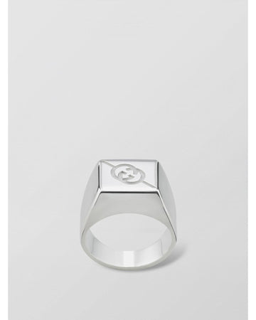 Gucci Signet Ring Logo Engraved Women Silver Jewelry