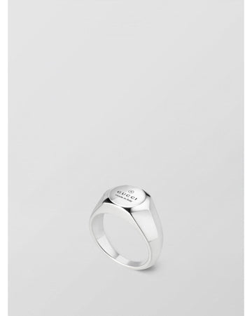 Gucci Signet Ring Sterling Silver Logo Women Jewelry