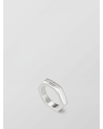 Gucci Hexagon Ring Sterling Silver Minimalist Women Jewelry