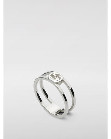 Gucci Double Band Ring with Logo Women Silver Jewelry