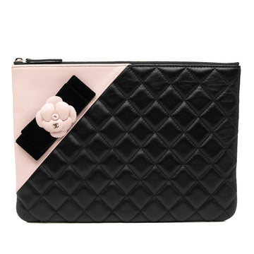 Camellia O Case Clutch Quilted Leather Medium