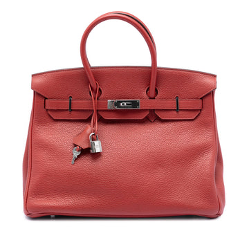Birkin Handbag Red Clemence with Palladium Hardware 3