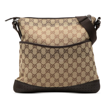Zip Messenger Bag GG Canvas with Perforated Leather Medium