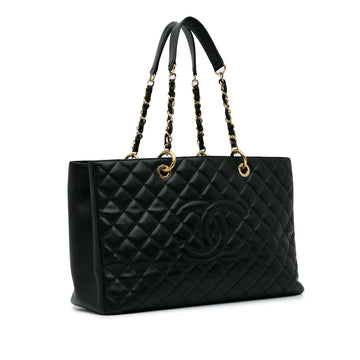 Black Top Quality Chanel Leather Grand Shopping Tote XL