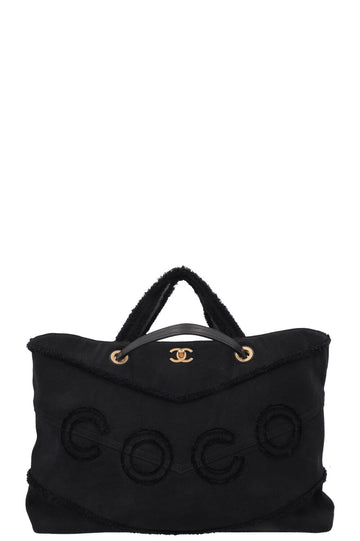 CHANEL Coco Tote Bag Canvas Black