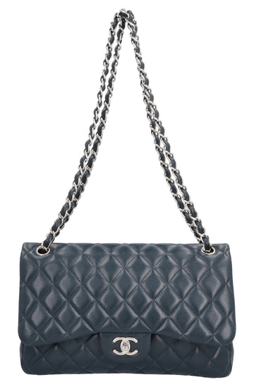CHANEL Large Double Flap Navy Caviar