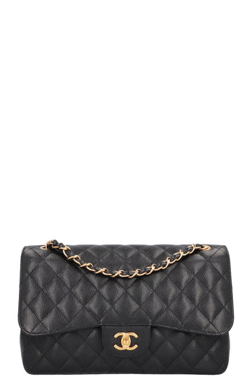 CHANEL Large Double Flap Bag Caviar Black