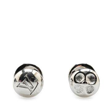 Silver Louis Vuitton Silver Bouton de Manchette Cufflinks And Damier Ebene Cufflinks Case