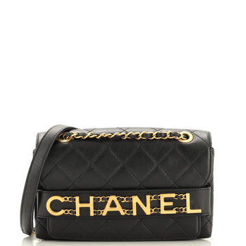 CHANEL Logo Enchained Flap Bag Quilted Calfskin Medium