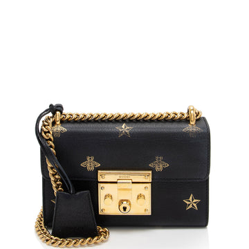 Gucci Leather Bee Star Padlock Small Shoulder Bag