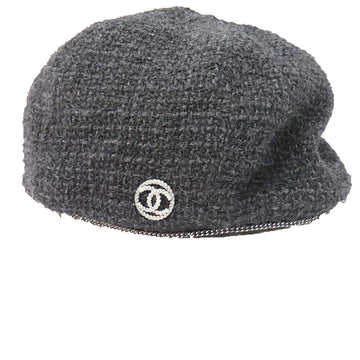 Chanel Tweed Coco Mark Charm Beret Hat