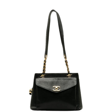 Top Quality Chanel Vintage Shoulder Bag in Leather Leather Black