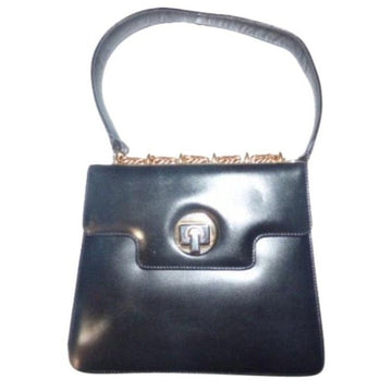 Gucci Black Leather Kelly Style W Bold Gold Hardware, Shoulder Bag