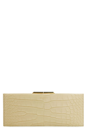 Women's Midnight Leather Clutch in Ivory | 697655L1Q0K Color 9733