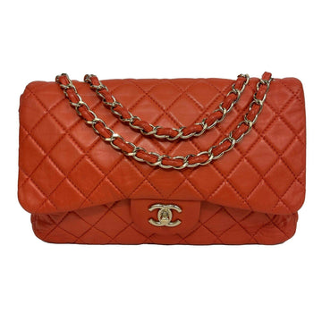 Top Quality Chanel - Classic Single New Jumbo Quilted Leather - Champagne Gold Red Handbag