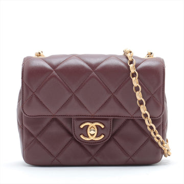 Top Quality Chanel Mini Leather  Single Chain Single Chain Bag Bordeaux Gold  IC Chip