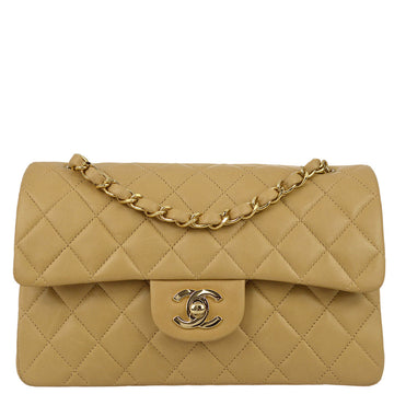 Top Quality Chanel 2000-2001 Beige Leather Small Classic Double Flap Shoulder Bag