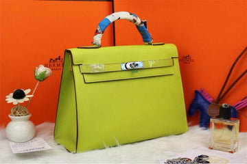 Hermes Kelly 32cm Leather Leather Handbag Lemon Yellow