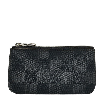 Louis Vuitton Damiere Graphite Poschet Crane Coin Case N60155 Black PVC Leather Men Louis Vuitton