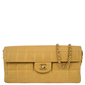 Top Quality Chanel 2004-2005 Beige Leather East West Choco Bar Chain Shoulder Bag