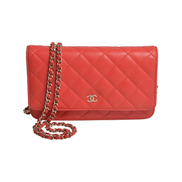 Orange CC Timeless Leather Wallet On Chain