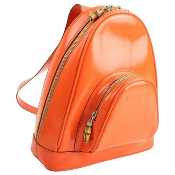 Gucci Messenger Triangular Two Way Messengerbackpack With Pocket Orange  Leather Backpack