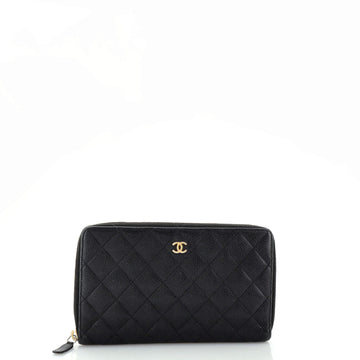 CHANEL Zip Around Organizer Wallet Quilted Caviar Large