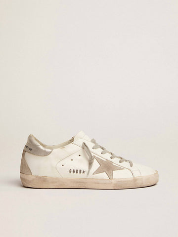 Women’S Super-Star Sneakers With Silver Heel Tab And Metal Stud Lettering In White/ice/silver