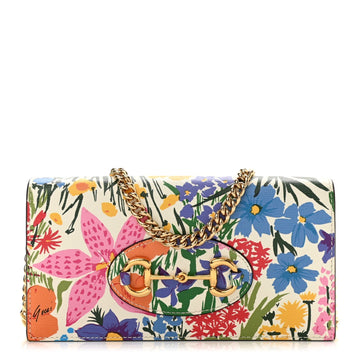Gucci X Ken Scott Leather Floral Print Horsebit 1955 Wallet On Chain