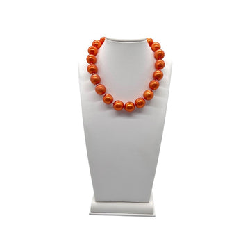 Vintage Top Quality Chanel Red Orange Synthetic Pearl Necklace