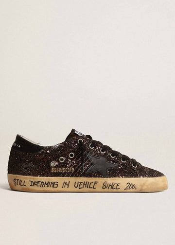Deluxe Brand Glitter Sneaker In Black & Brown